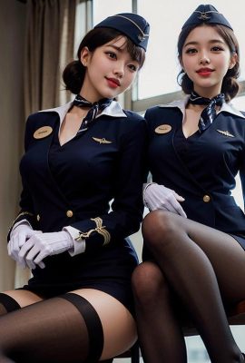 AI生成~Ai_пирамида-дамы в форме стюардесс.  VIP-сервис 1