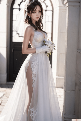 Чисто белое свадебное платье-1080p