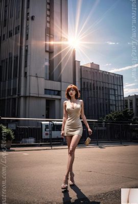 Оранжевые волосы и бархатное платье